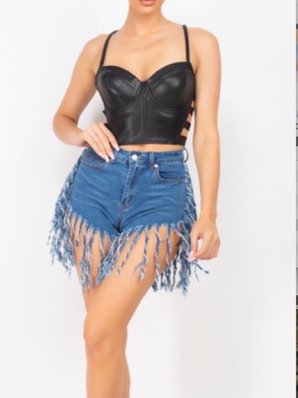 Denim Fringe Shorts